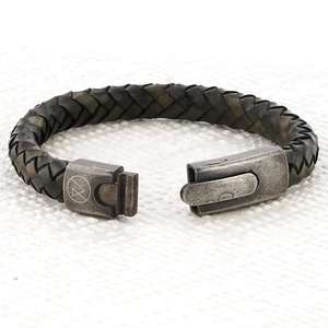 Mens Beige Leather Bracelet
