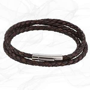 ANTIQUE BROWN GIRLS Triple Strand LEATHER BRACELET with Magnetic Clasp