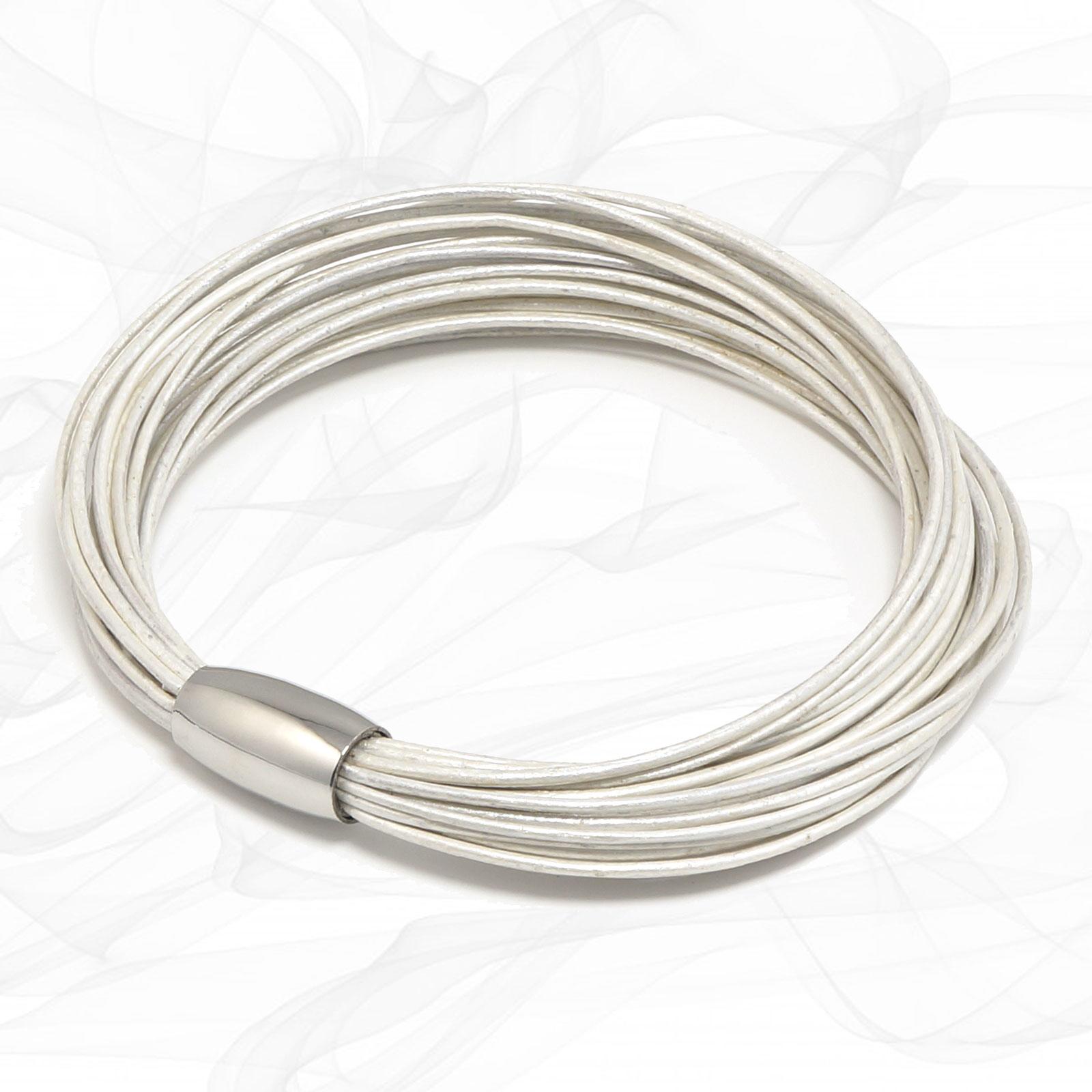 White Multi Strand Leather Bracelet for Women, one size, Limited Edition. With strong Magnetic Clasp.