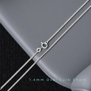 Sterling Silver 1.4mm Diamond Cut Curb Chain Necklace