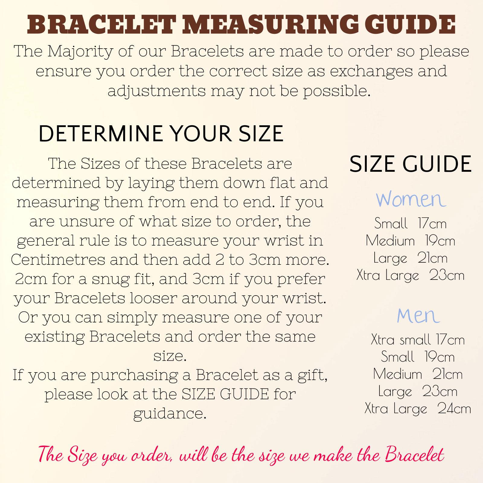 Coordinates Collection Bracelet Size Chart