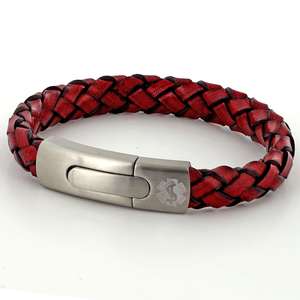 Red Vintage Leather Medical Alert Bracelet
