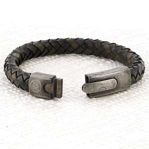 Mens Green Leather Bracelet