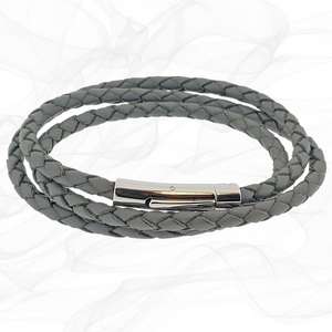 Grey GIRLS Triple Strand LEATHER BRACELET with Magnetic Clasp