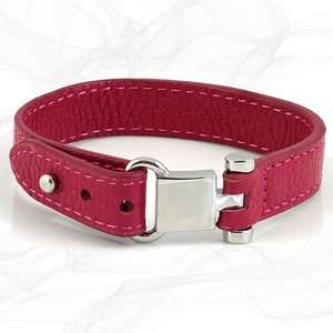 St Christopher Pink Square Buckle Leather Wrap around Adjustable Bracelet
