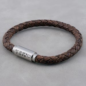 Unisex Personalised Round Leather ID Bracelet
