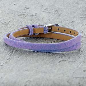 Lilac Leather Bracelet with a buckle clasp and suitable for children and women