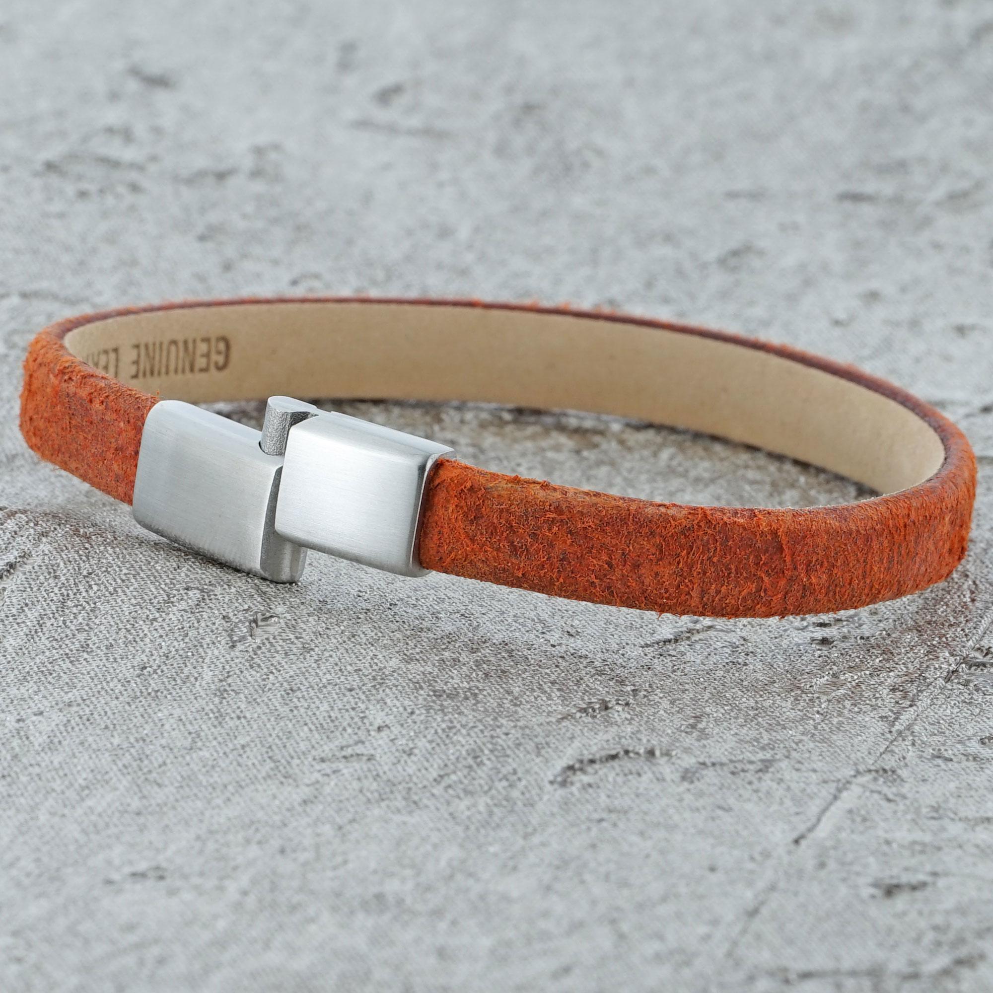 Orange suede leather bracelet for her by alraune