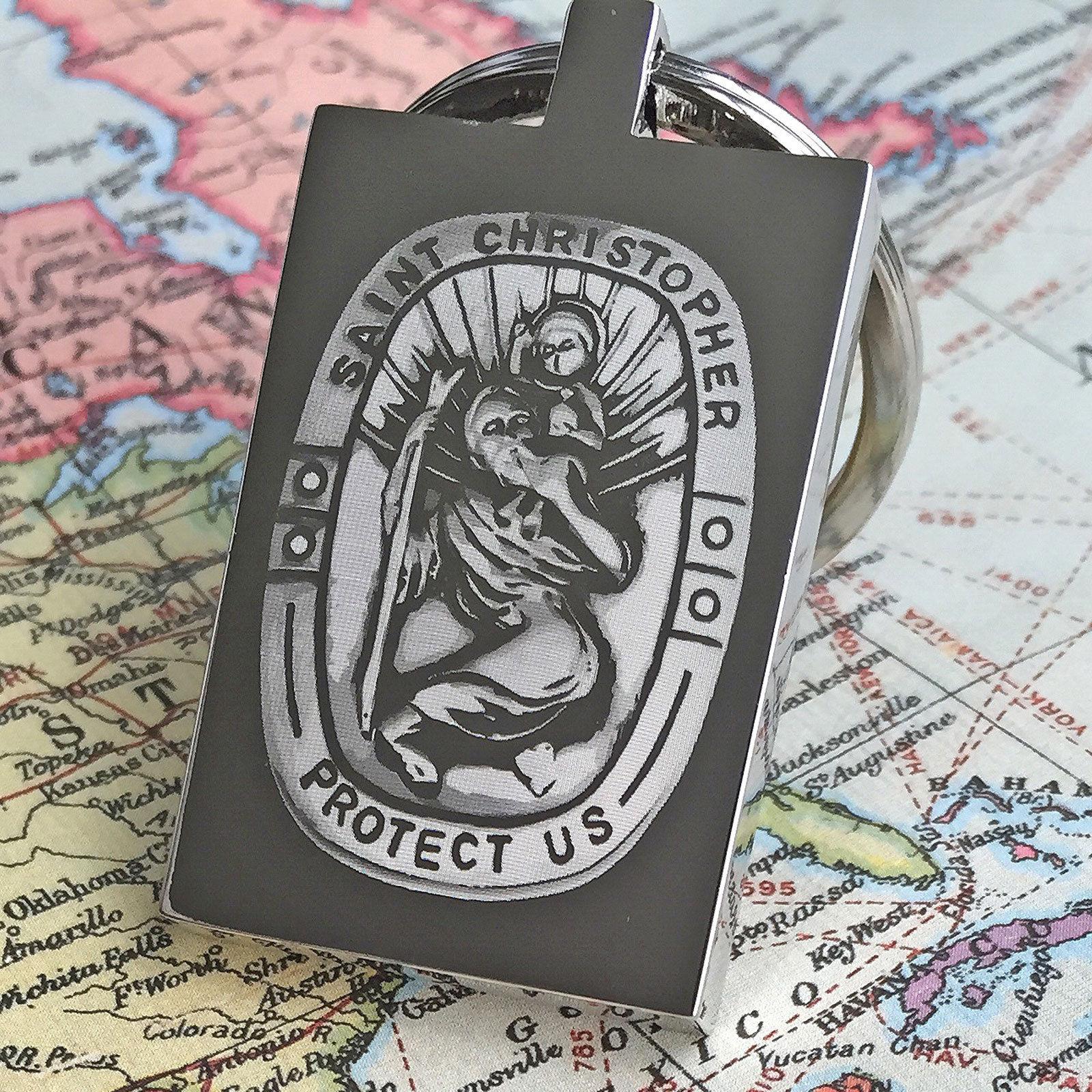 Mirror Polished St Chrisopher Keyring with a choice of prayers.