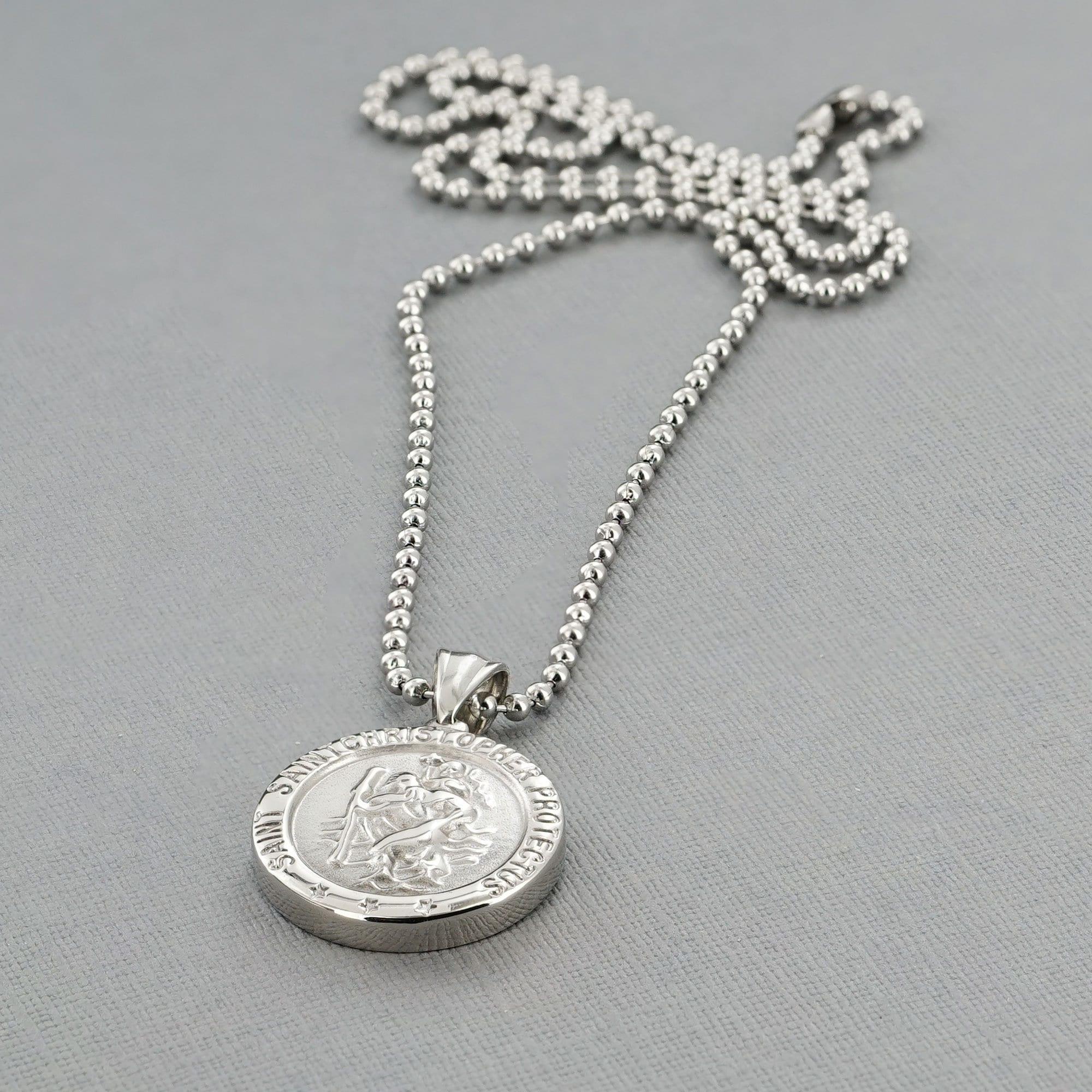 Mens silver clearance saint christopher necklace