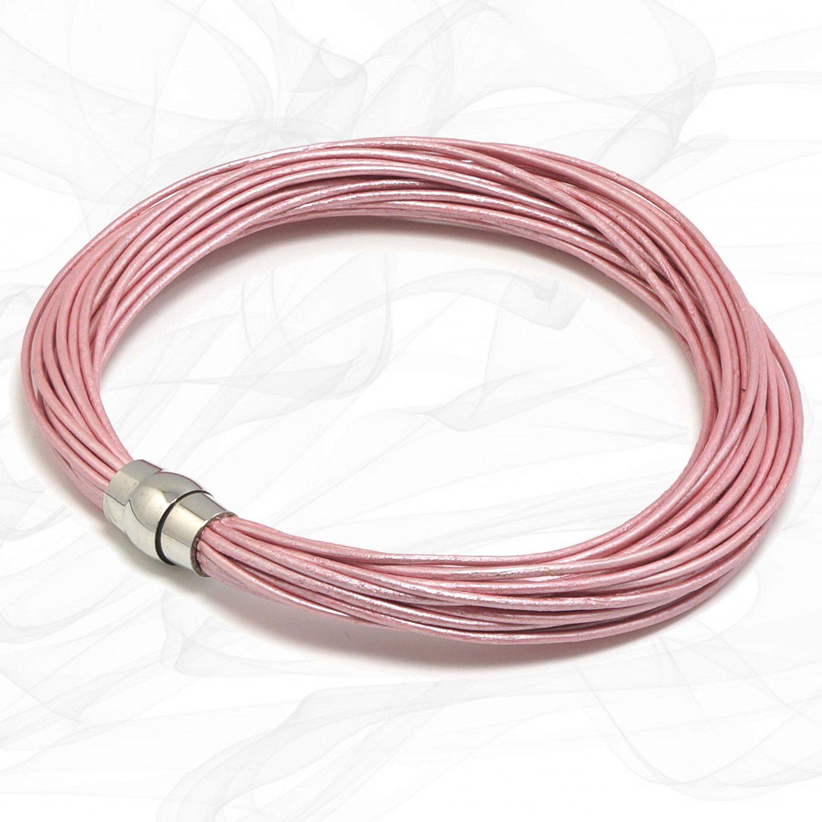 Pink Multi Strand Leather Bracelet for Women, one size, Limited Edition. With strong Magnetic Clasp.
