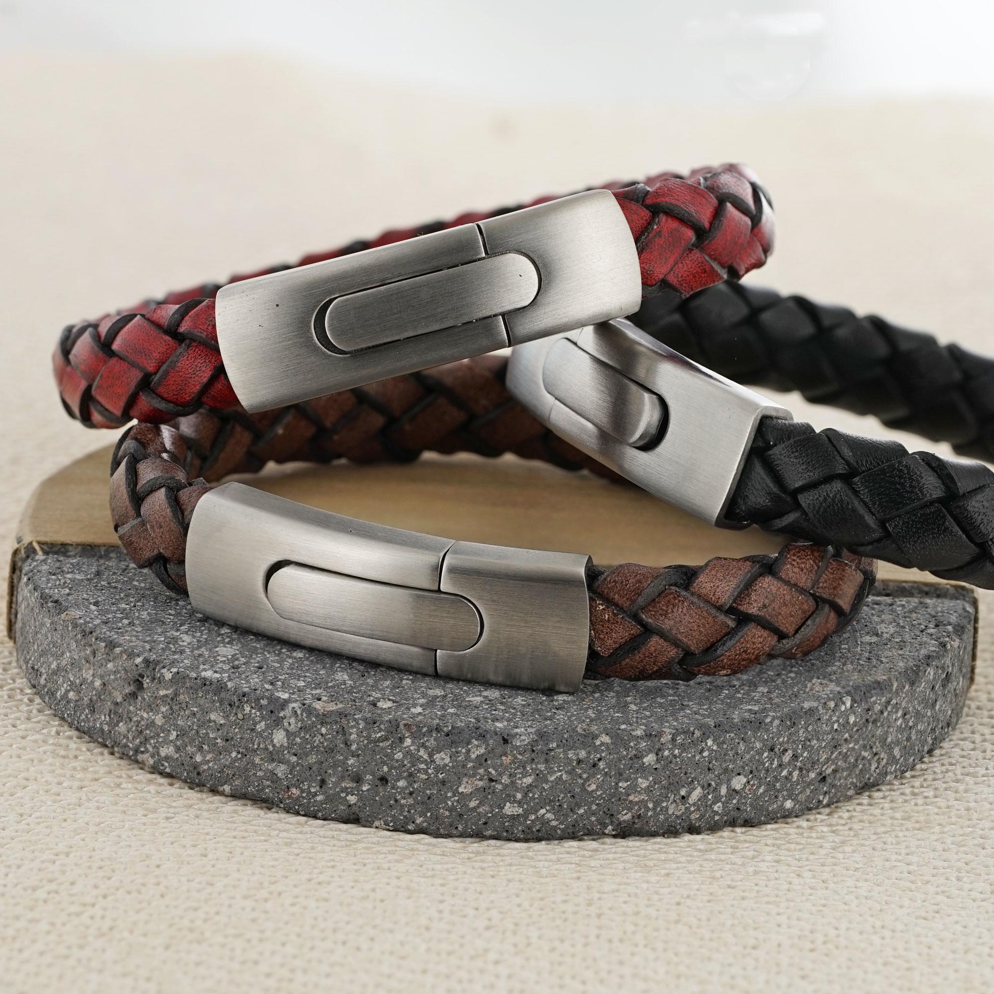 Hidden Message Bracelet • Men's Leather Bracelet • Men's