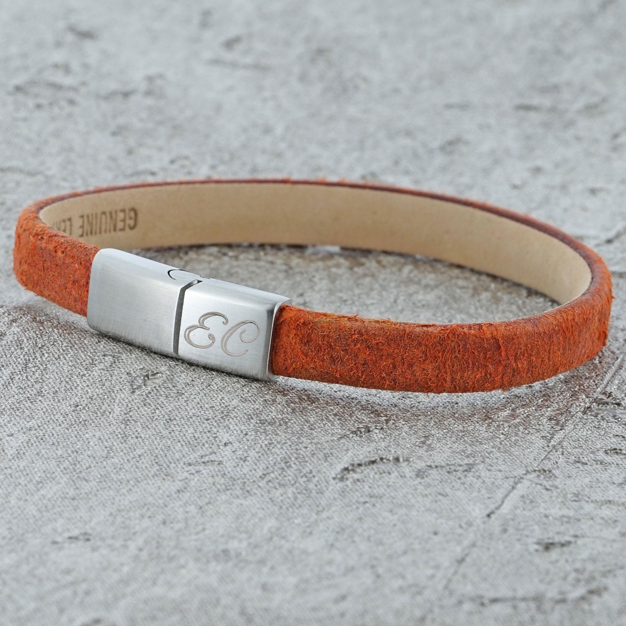 Personalised leather bracelet sales for her