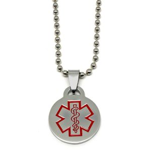 Round Medical Alert ID Tag Pendant with option to personalise