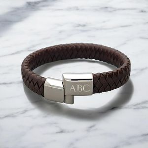 Men's personalised Brown Leather Bracelet