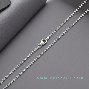 Italian made Diamond Cut 925 Sterling Silver 1.5mm Belcher Chains