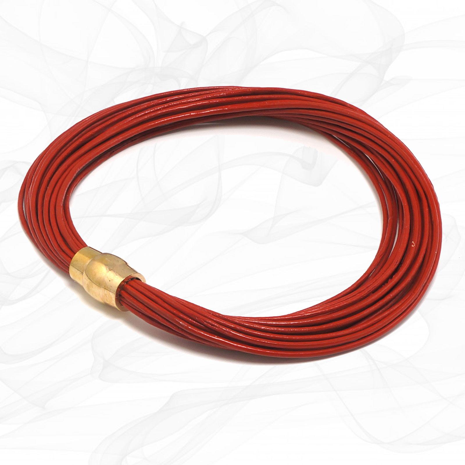 Red Multi Strand Leather Bracelet for Women, one size, Limited Edition. With a Gold Steel Magnetic Clasp.