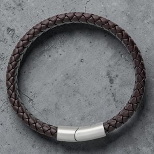 Reverse side of St Christopher Safe Travels leather bracelet showing personalised engraving area