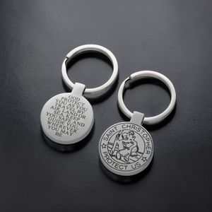 Silver Saint Christopher Keyrings showing personalisation options