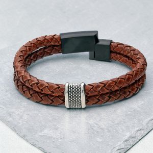 Leather medical alert bracelet gift box presentation — personalised medical ID bracelet with laser engraving by Edward Jones London