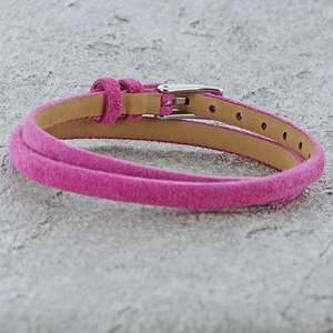 Pink Leather Bracelet with a buckle clasp and suitable for children and women