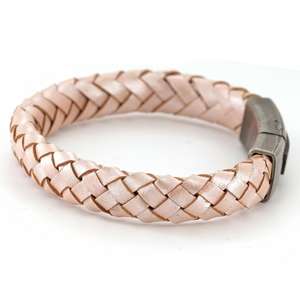 Mens Pink Leather Bracelet