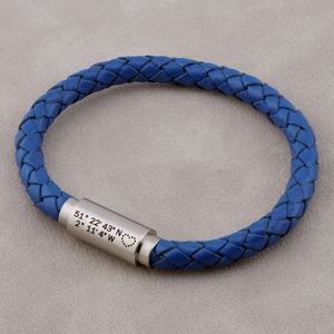 Unisex Personalised Round Leather ID Bracelet