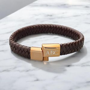 Men's personalised Brown Leather Bracelet