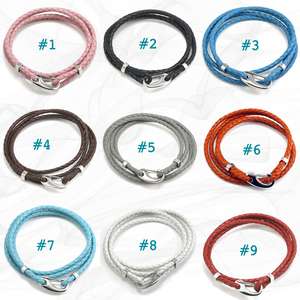 Four Strap Bolo Leather Bracelet with a Petit Steel Lobster Clasp. 9 Colors