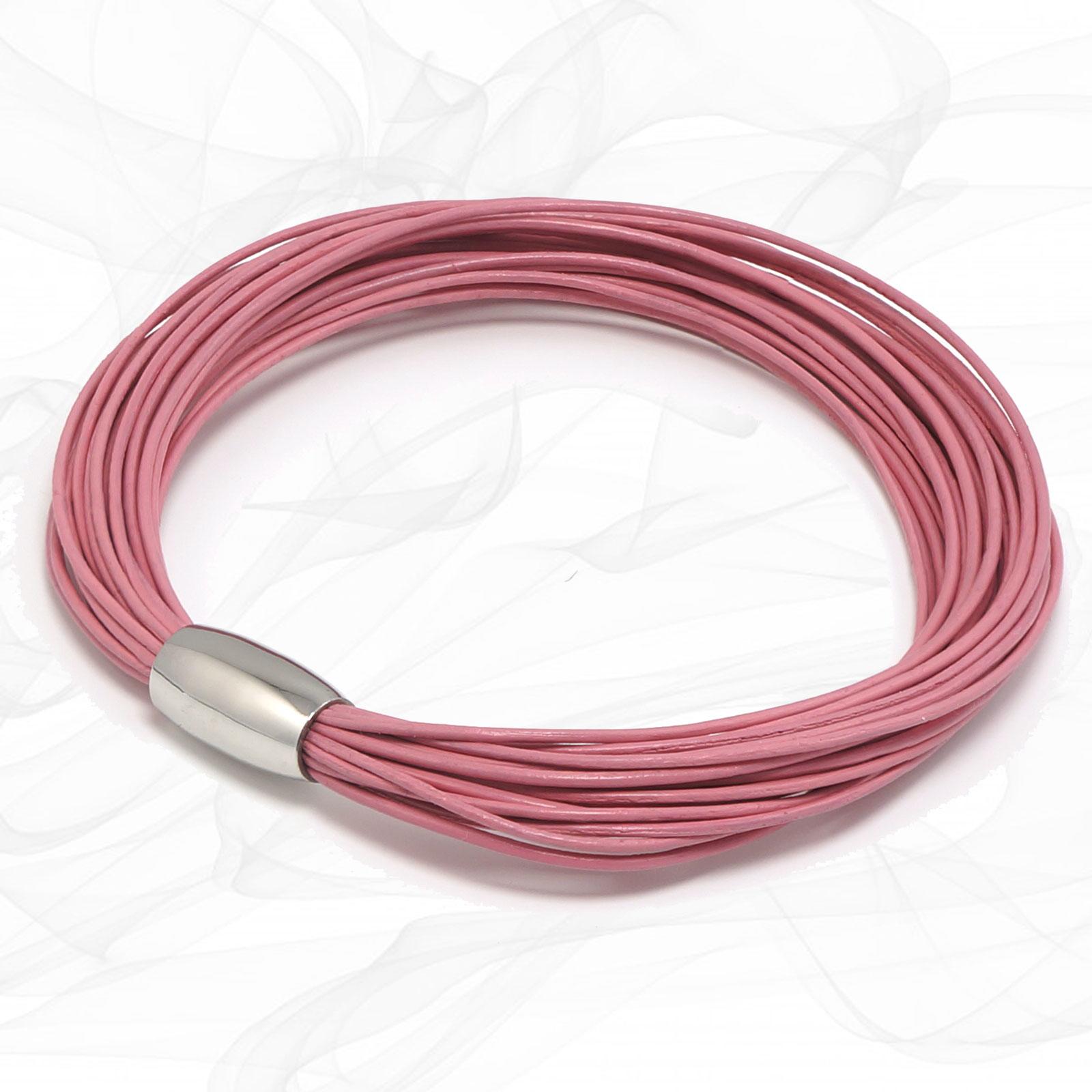 Pink Multi Strand Leather Bracelet for Women, one size, Limited Edition. With strong Magnetic Clasp.