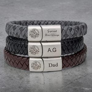 St Christopher Safe Travels leather bracelet with silver charm, handmade personalised gift