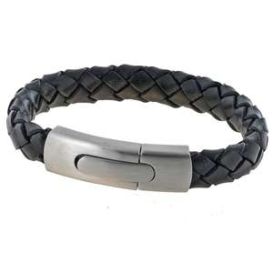 Mens Personalised Vintage Black Leather Bracelet