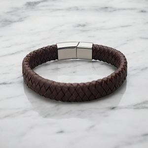 Men's personalised Brown Leather Bracelet