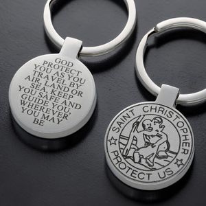 Large Silver Saint Christopher Keyring personalised keepsake gift
