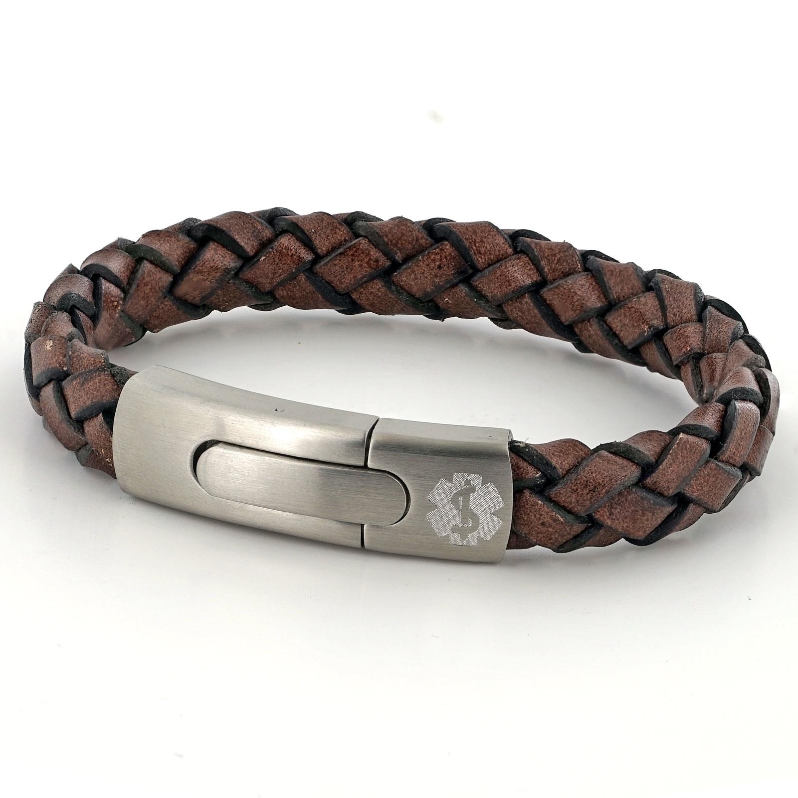 Vintage Leather Hidden Conditions Medical Alert Bracelet