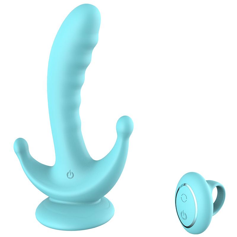 Maeve Rechargeable Waterproof Auto Warming Triple Curve Rabbit Vibrator Blue by Libotoy