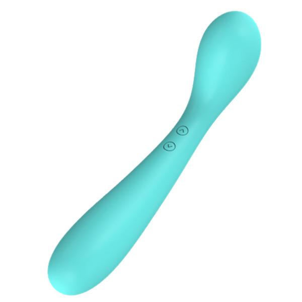 Lily Mini Curved Rechargeable Waterproof Silicone Double-Ended Vibrator Blue by LIbotoy