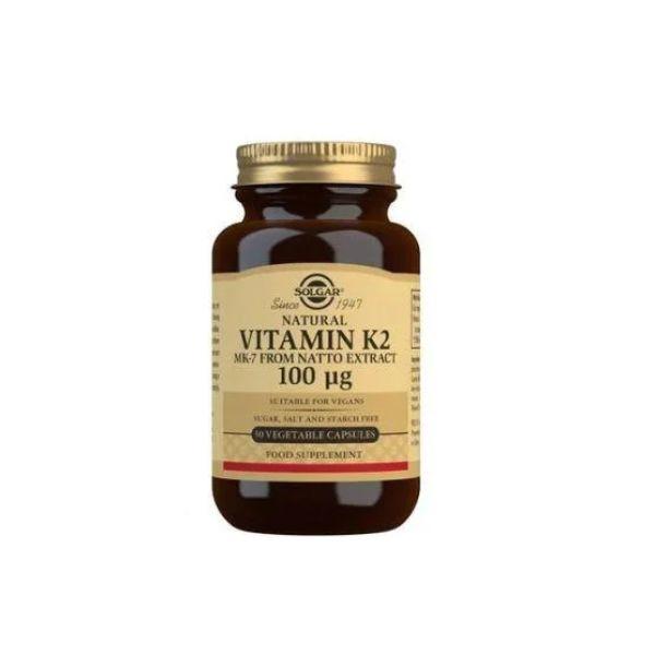 Solgar Natural Vitamin K2 - 100mcg - 50 Vegetable capsules