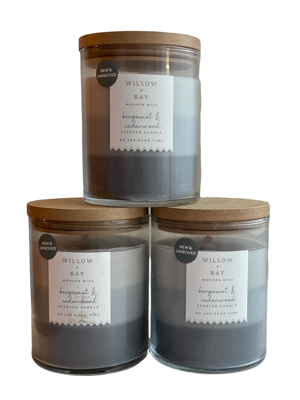Willow & Bay Luxury Wooden Wick Candle Bergamot & Cedarwood Candle 570g