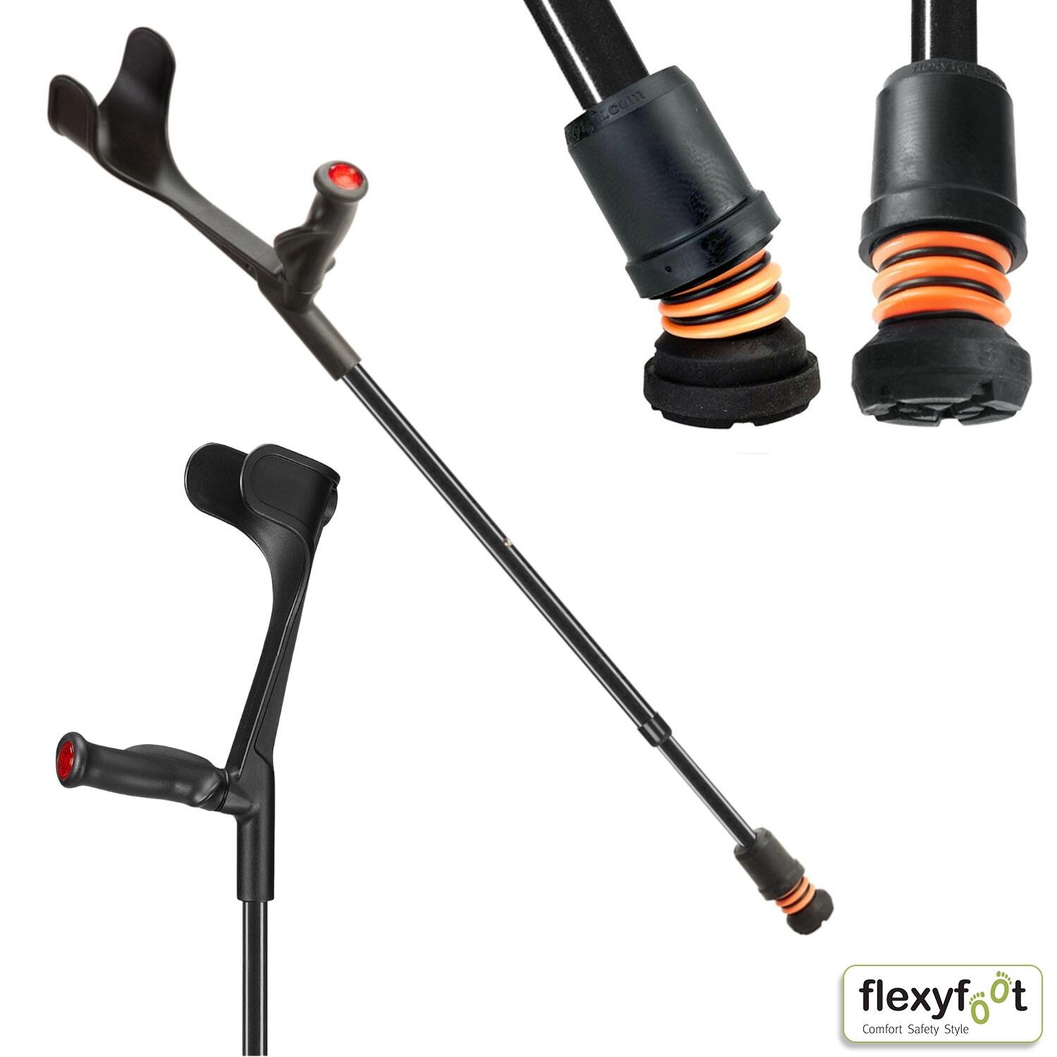 View Flexyfoot Comfort Grip Shock Absorbing Open Cuff Crutch Gloss Black Left Hand information