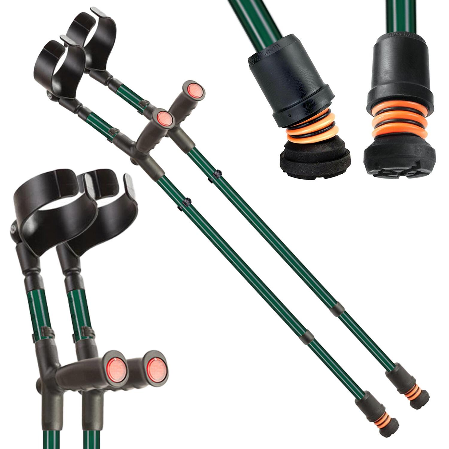 Flexyfoot Soft Grip Shock Absorbing Crutches - British Racing Green
