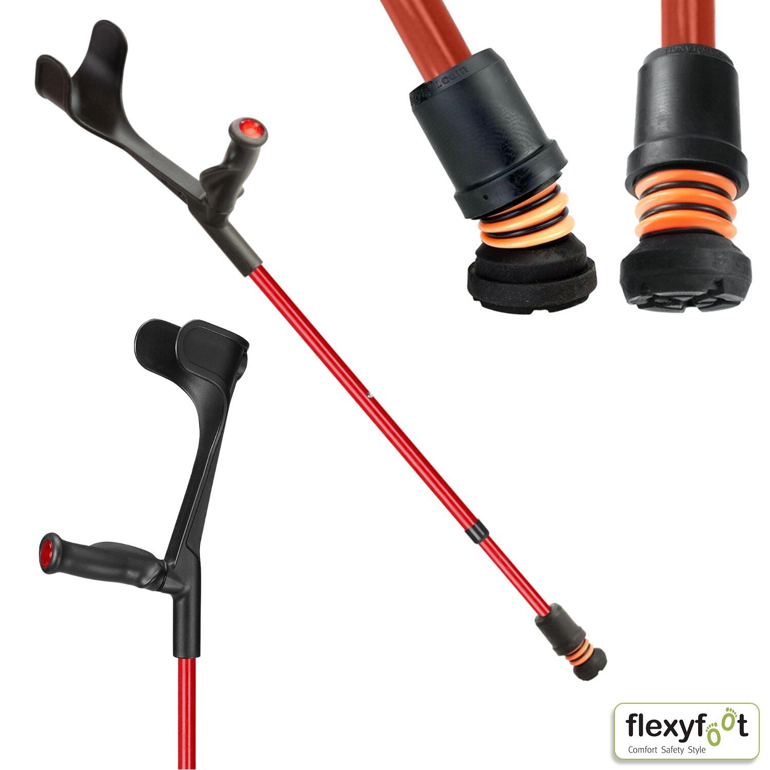 View Flexyfoot Comfort Grip Shock Absorbing Open Cuff Crutch Red Left Hand information