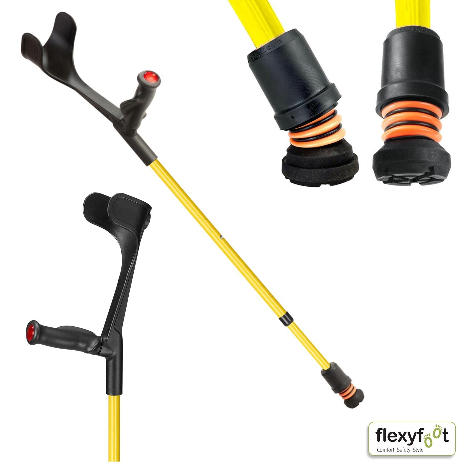 View Flexyfoot Comfort Grip Shock Absorbing Open Cuff Crutch Yellow Left Hand information