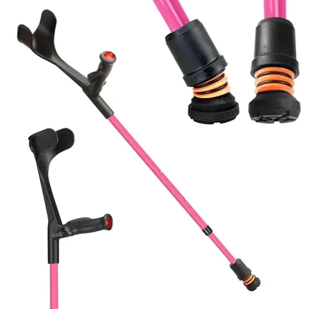 View Flexyfoot Comfort Grip Shock Absorbing Open Cuff Crutch Pink Left Hand information