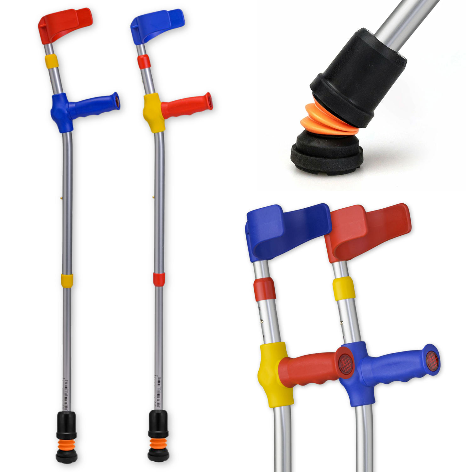 View Flexyfoot Shock Absorbing Soft Grip Double Adjustable Kids Crutches Single Blue information