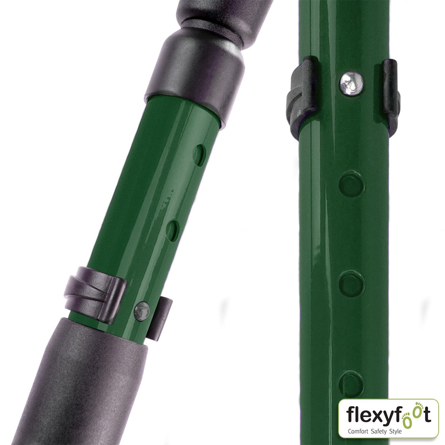 Flexyfoot Soft Grip Shock Absorbing Crutch - British Racing Green - Adjustment