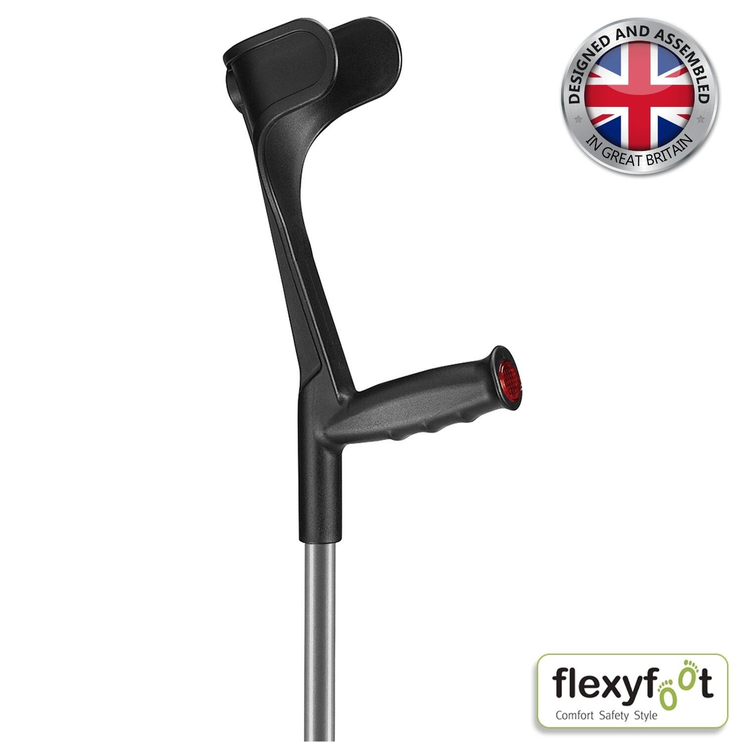 Flexyfoot Soft Grip Shock Absorbing Open Cuff Crutch - Grey - Cuff and Handle