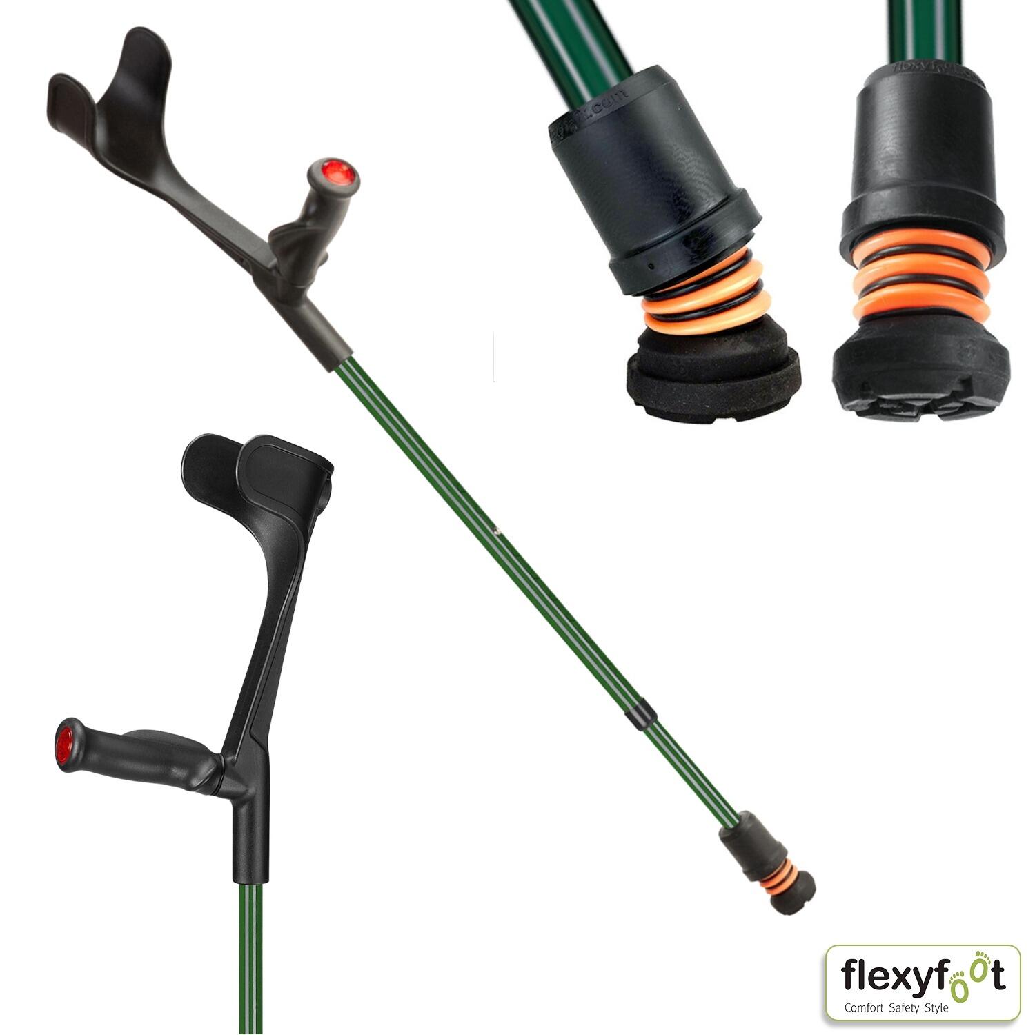 View Flexyfoot Comfort Grip Shock Absorbing Open Cuff Crutch British Racing Green Left Hand information