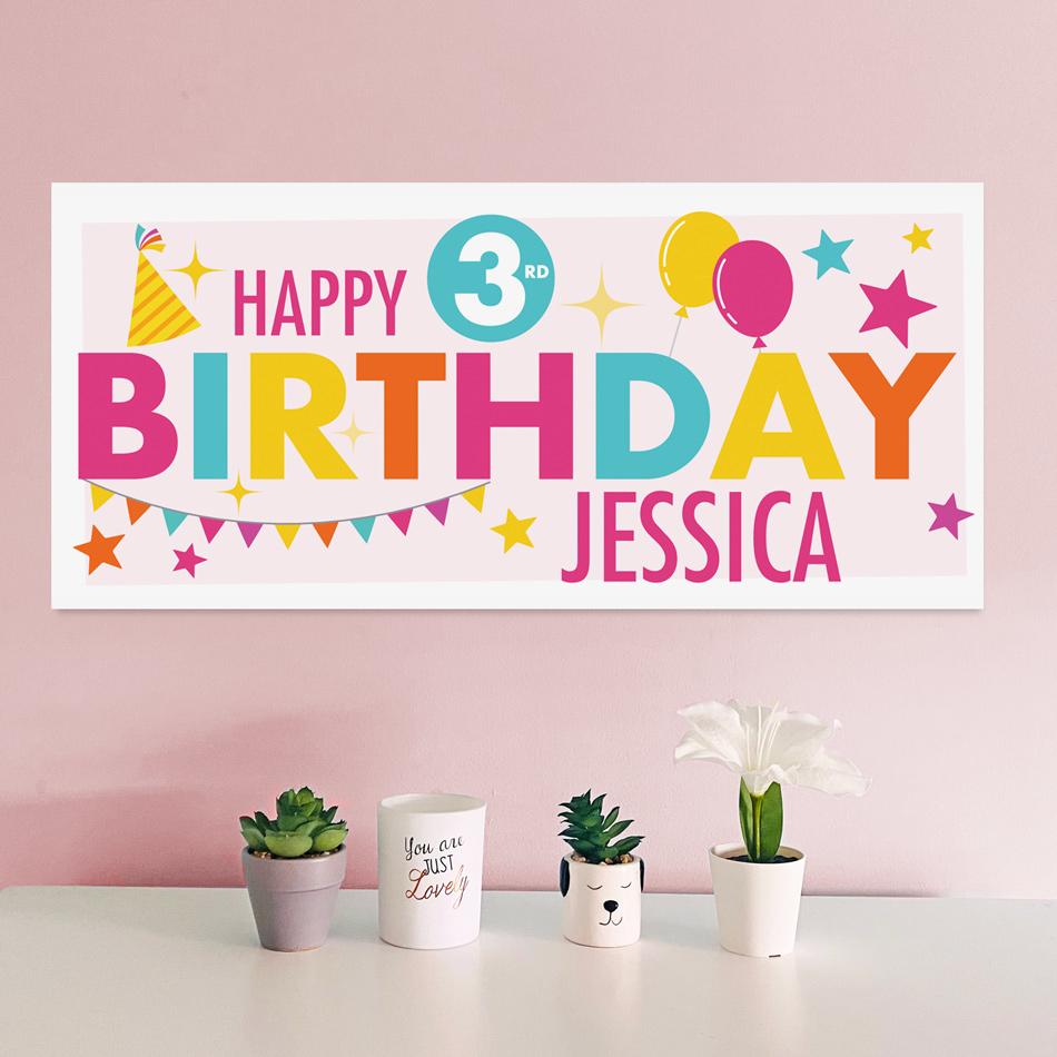 frame my name, birthday party banner bunting