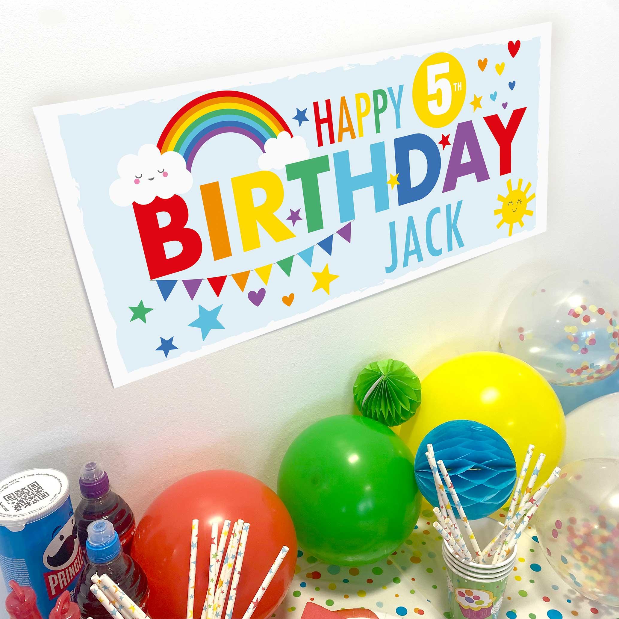 frame my name, rainbow birthday party banners, kids party decor